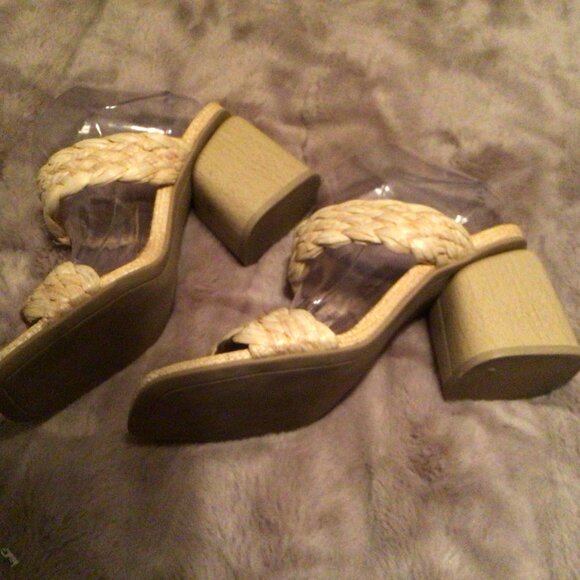 Dolce Vita Women's  Braided Double Strap Raffia block High Heel Sandals size 8 - Picture 2 of 4
